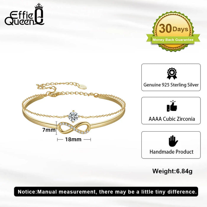 925er Sterling Silber Unendlichkeits-Armband mit Zirkonia und Vergoldung