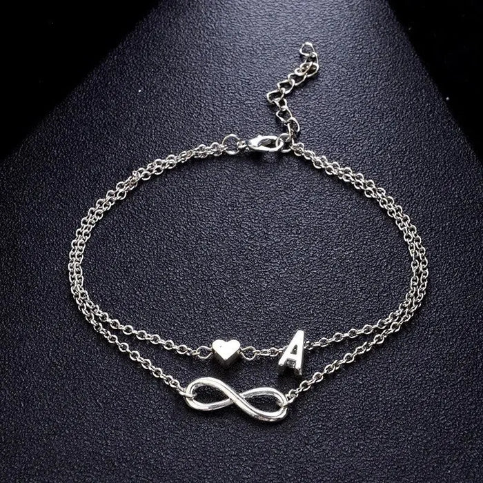 26 Letters Fashion Cross Charm Chain Initials Anklets for Women Sandals Pulsera Tobilleras Letter Pendant Anklet Bracelet Foot