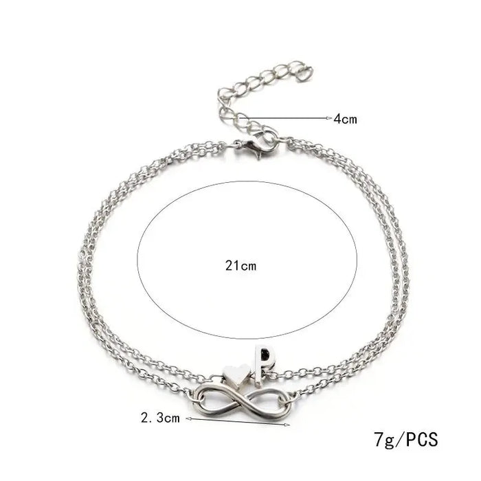 26 Letters Fashion Cross Charm Chain Initials Anklets for Women Sandals Pulsera Tobilleras Letter Pendant Anklet Bracelet Foot
