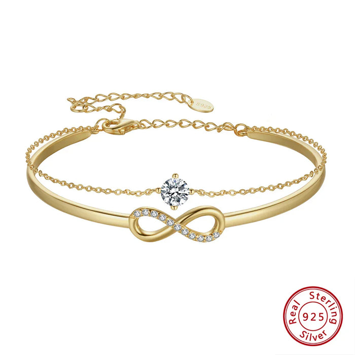 925er Sterling Silber Unendlichkeits-Armband mit Zirkonia und Vergoldung