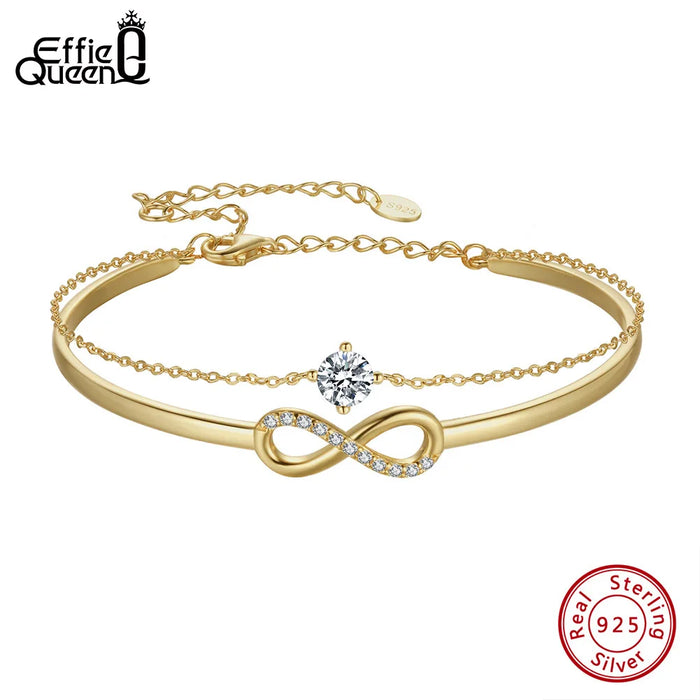 925er Sterling Silber Unendlichkeits-Armband mit Zirkonia und Vergoldung