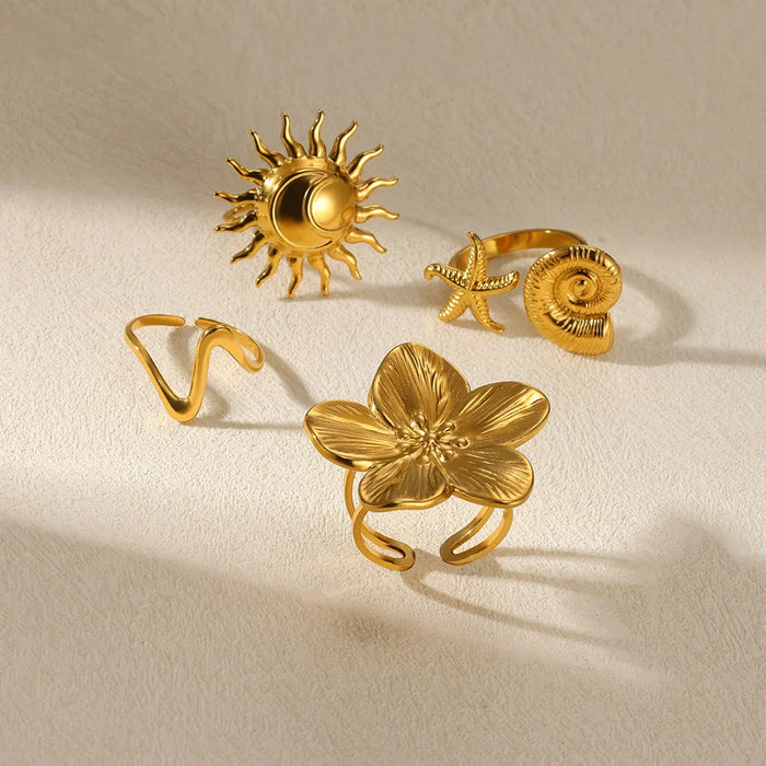 Goldene Statement-Ringe – Naturinspirierte Eleganz