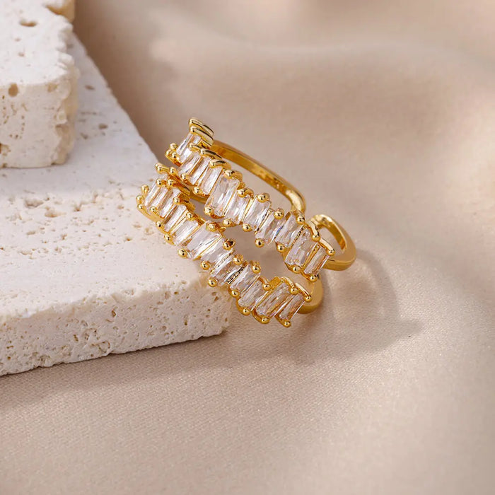 Eleganter Doppelreihenring mit Zirkonia-Steinen