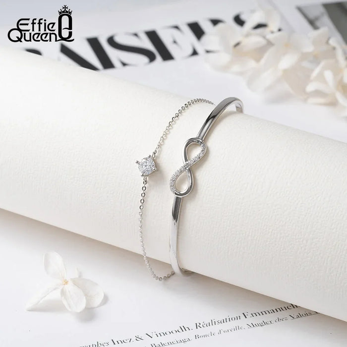 925er Sterling Silber Unendlichkeits-Armband mit Zirkonia und Vergoldung